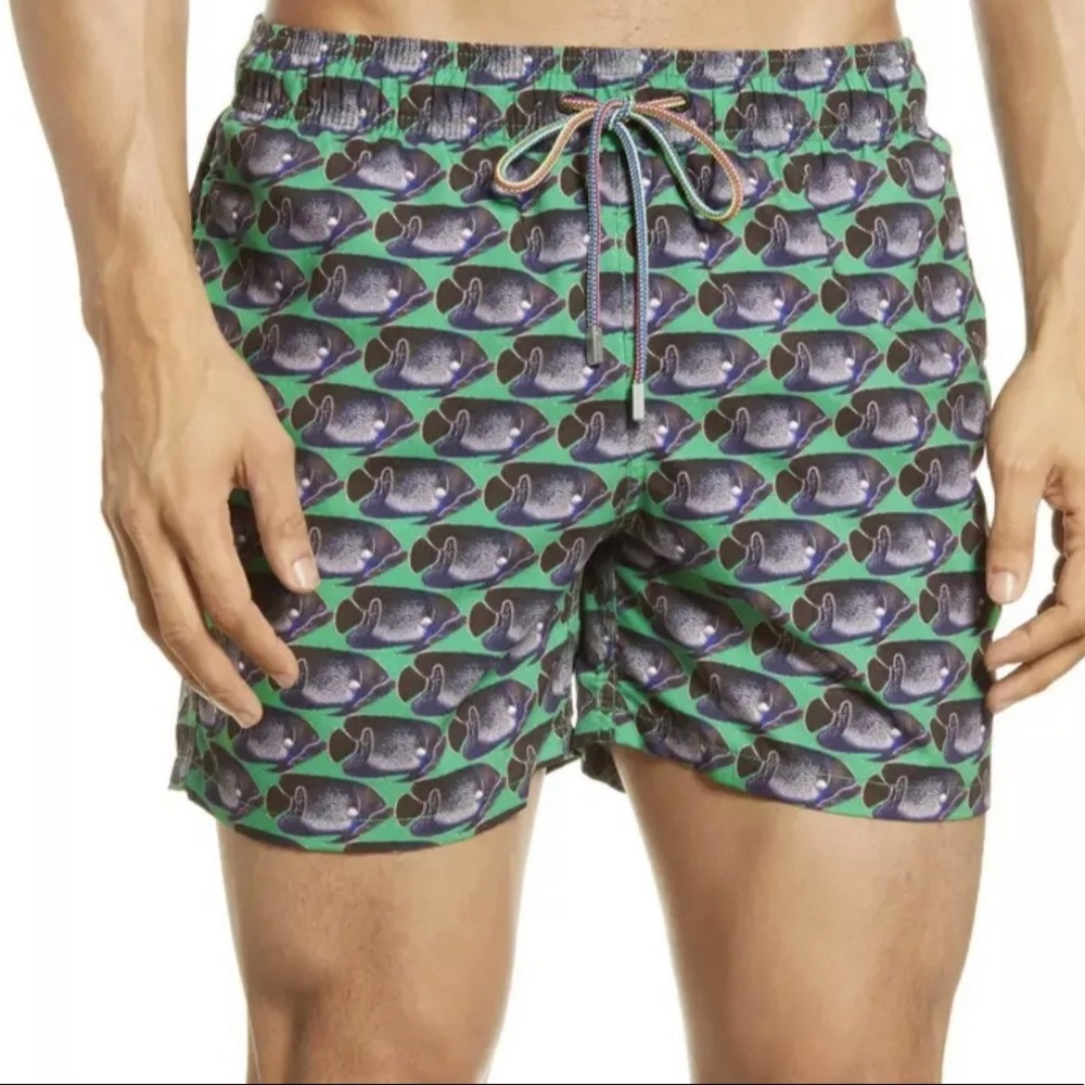 Bugatchi Fish Print Swim Trunks Size M NWT $129